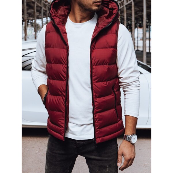 Dstreet Jedinečná červená vesta s kapucňou 57876978