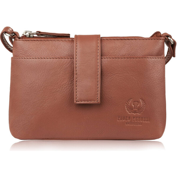 Paolo Peruzzi Dámska kožená kabelka cez rameno malá SI-39-CG | koňak 57878182