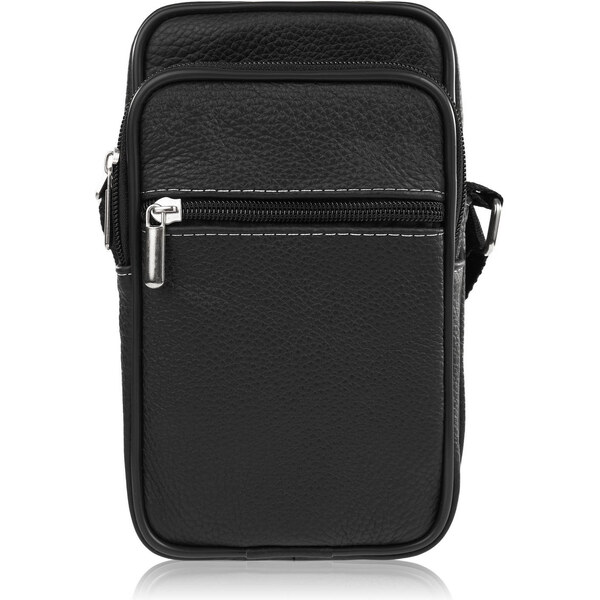 Abruzzo Pánska kožená taška cez rameno malá ABR-37 | čierna ABR-37 57919949