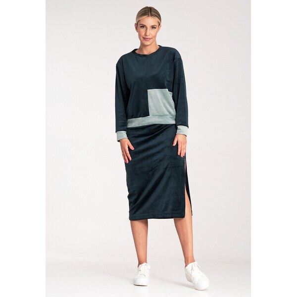 FIGL Dámsky tmavomodrý velúrový set mikiny a sukne M1036 navy 58321588