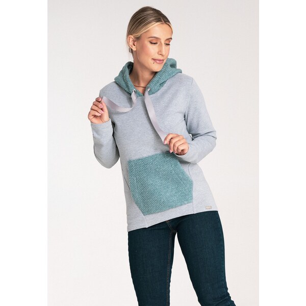 FIGL Dámska sivá mikina s mätovou kapucňou a vreckom M1045 mint 58321574