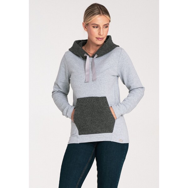 FIGL Dámska sivá mikina s tmavosivou kapucňou a vreckom M1045 dark 58321573