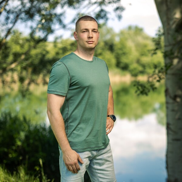 TERMOVEL Pánske zelené merino tričko s krátkym rukávom 57928112