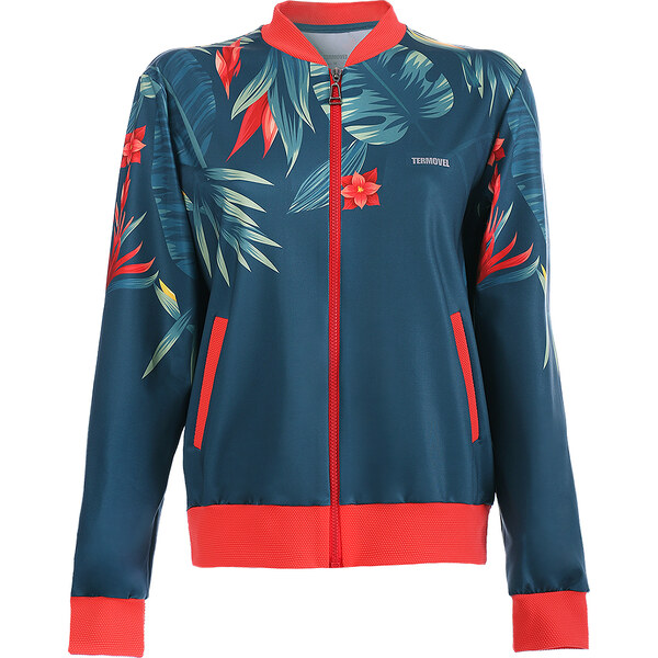 TERMOVEL Modro-červená dámska kvetovaná funkčná mikina 57928142