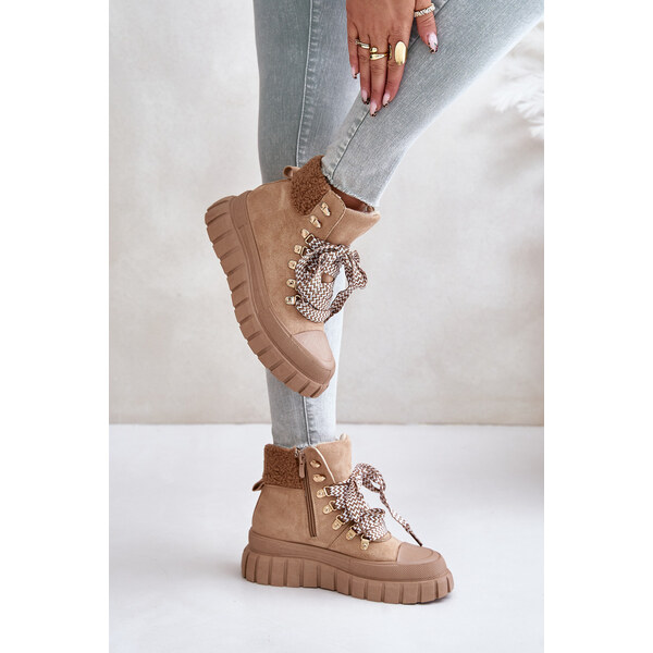 EVENTO Womens insulated ankle boots on a platform brown Alcyhen 58481452