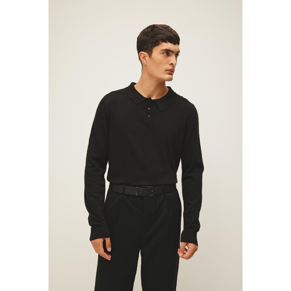 DEFACTO Black Slim Fit Slim Cut Polo Neck Basic Plain Knitwear Sweater 57930595