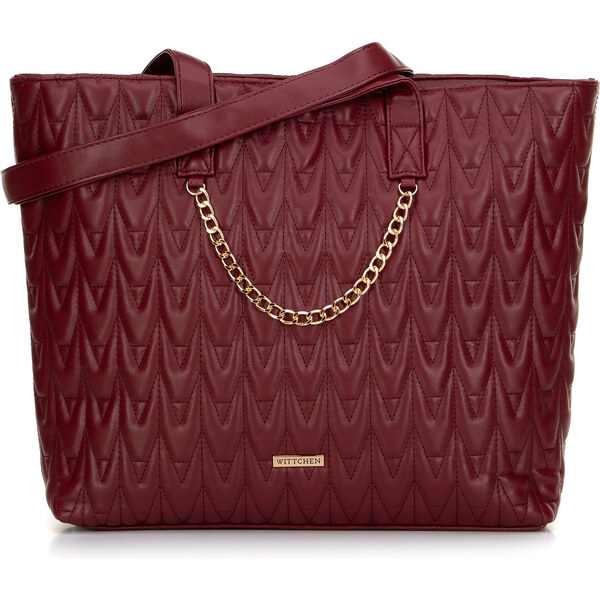 Wittchen Dámska shopperka z ekokože s geometrickým vzorom bordová 99 66065888