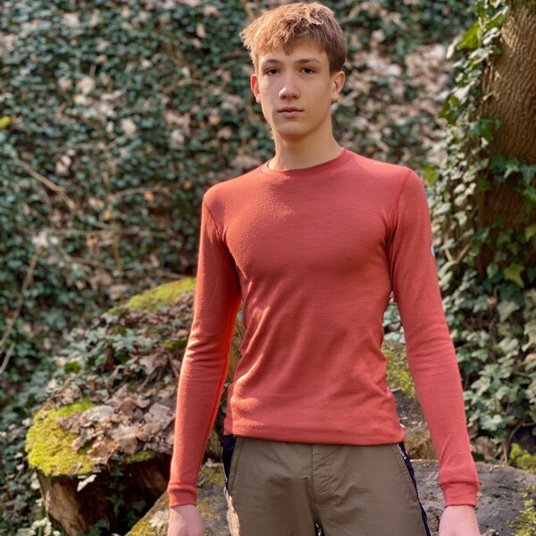 TERMOVEL Tehlové pánske funkčné vlnené tričko 57938182