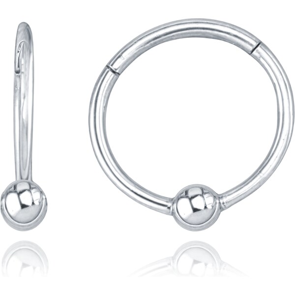 OLIVIE MINET Zlaté náušnice krúžky z bieleho zlata s guličkou Au 585 60964885