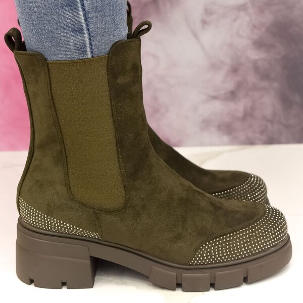 SS Dámske semišové tmavozelené topánky LANA 57943972
