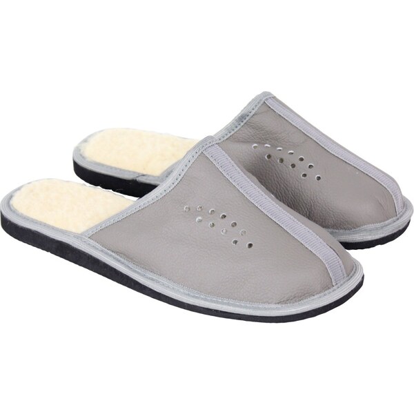 GP Kožené papuče UNI zateplené Niki vlna sivé 57856592