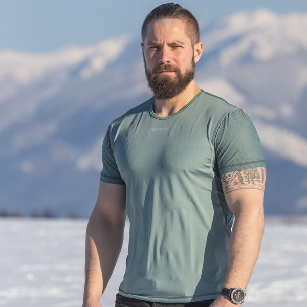 TERMOVEL Pánske funkčné zelené tričko s krátkym rukávom 57962925