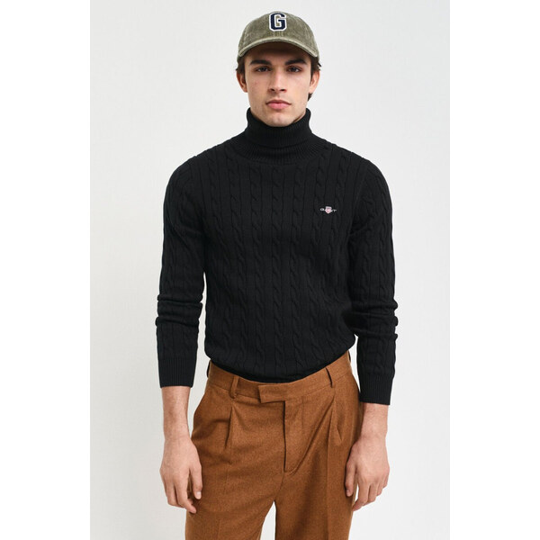 ROLÁK GANT COTTON CABLE TURTLE NECK BLACK 55857129