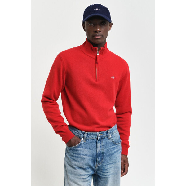 SVETER GANT SUPERFINE LAMBSWOOL HALF ZIP BRIGHT RED 56008998