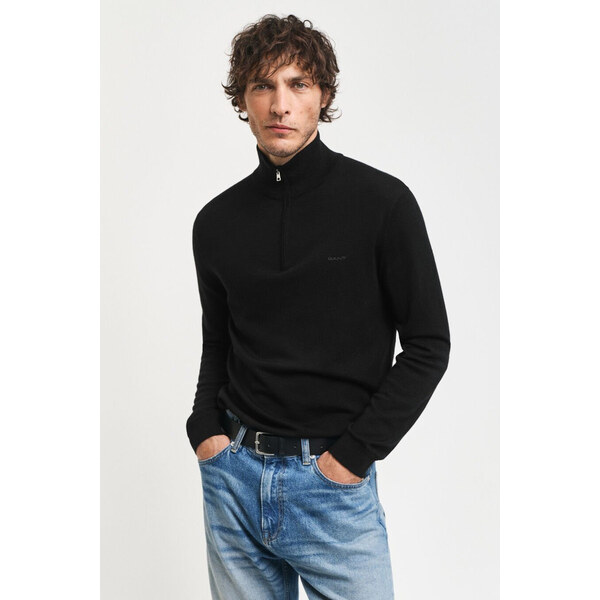 SVETER GANT EXTRAFINE MERINO WOOL HALF ZIP BLACK 56322966