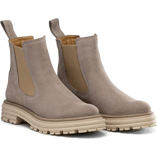 BUTDAM Béžové kožené semišové členkové čižmy Chelsea BRIDGE 58007580