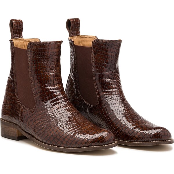 BUTDAM Hnedé členkové kožené čižmy Chelsea MONTANA z ťavej kože 57930786