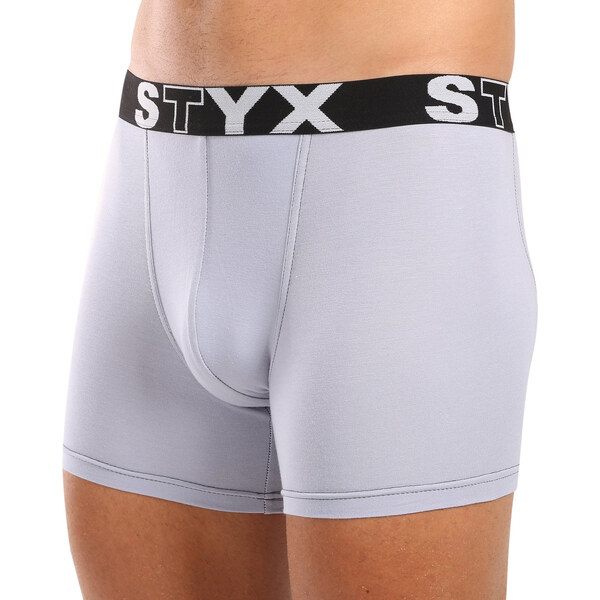 Pánske boxerky Styx long športová guma svetlo sivé (U1067) 19929368
