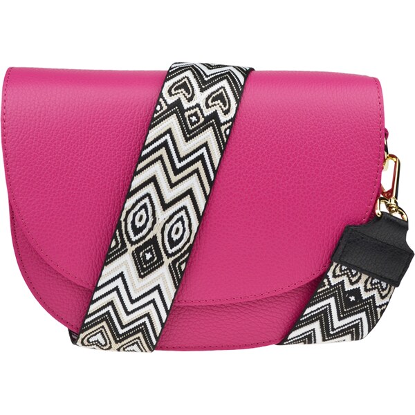 Ružová kožená talianska crossbody kabelka Ramona Fuxia s prídavným 58012299