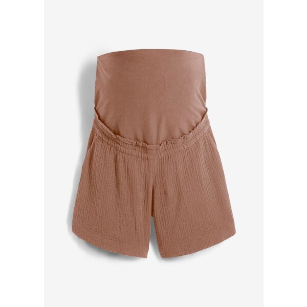 bonprix Mušelínové materské šortky z bavlneného mušelínu, farba hnedá 44796074