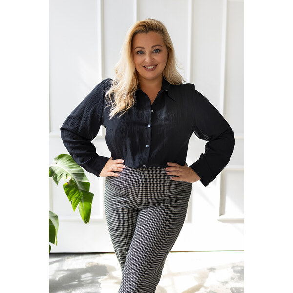 Viskózová blúzka s nastaviteľnými rukávmi čierna 63884843