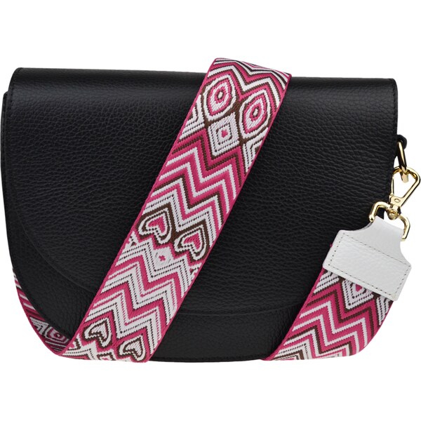 Čierna kožená talianska crossbody kabelka Ramona Nera s prídavným 58019333