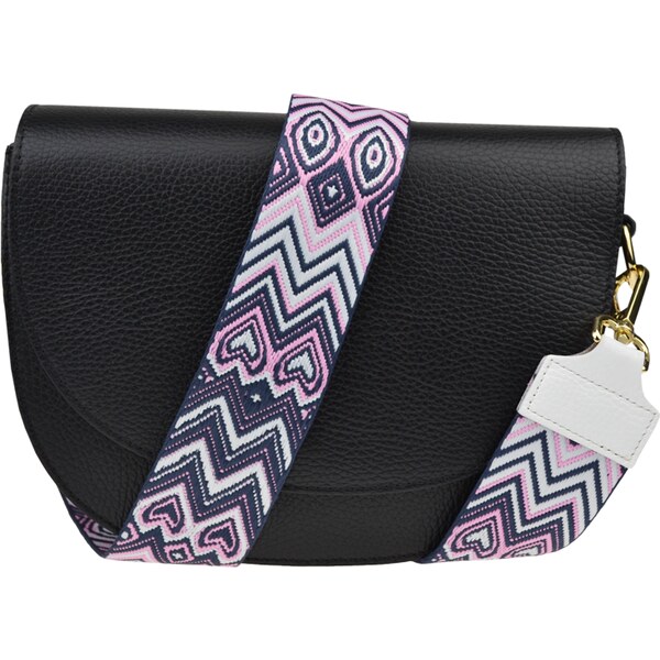 Čierna kožená talianska crossbody kabelka Ramona Nera s prídavným 58019334