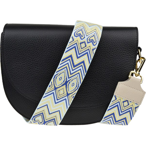 Čierna kožená talianska crossbody kabelka Ramona Nera s prídavným 58019335