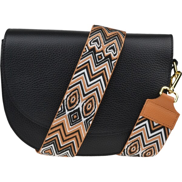 Čierna kožená talianska crossbody kabelka Ramona Nera s prídavným 58019336