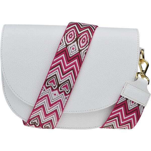 Biela kožená talianska crossbody kabelka Ramona Bianca s prídavným 58019339