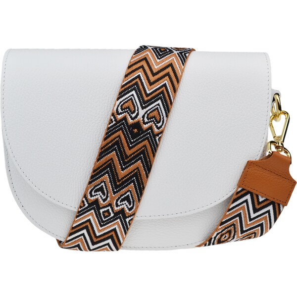 Biela kožená talianska crossbody kabelka Ramona Bianca s prídavným 58019342