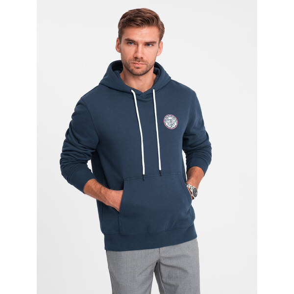 Ombre Mens kangaroo sweatshirt with hood and college style patch - 64782399