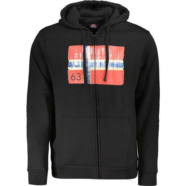 NORWAY 1963 Čierna pánska mikina na zips s kapucňou 64702554