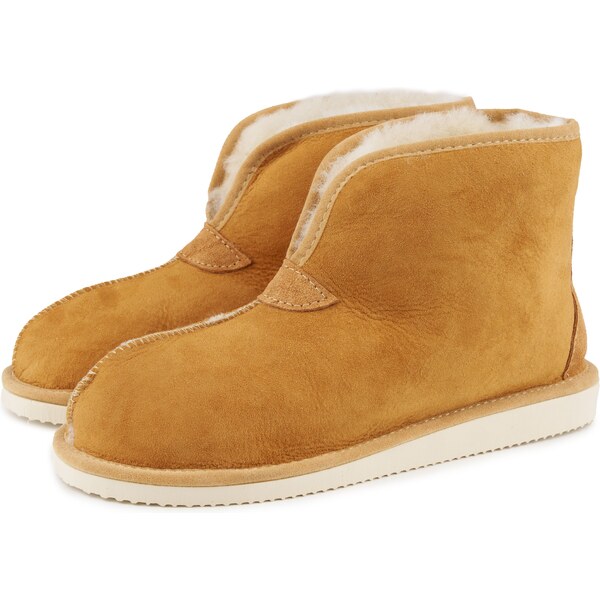 Vlnka Dámske kožené členkové papuče s ovčou vlnou Karin hnedá veľkosti 58145561