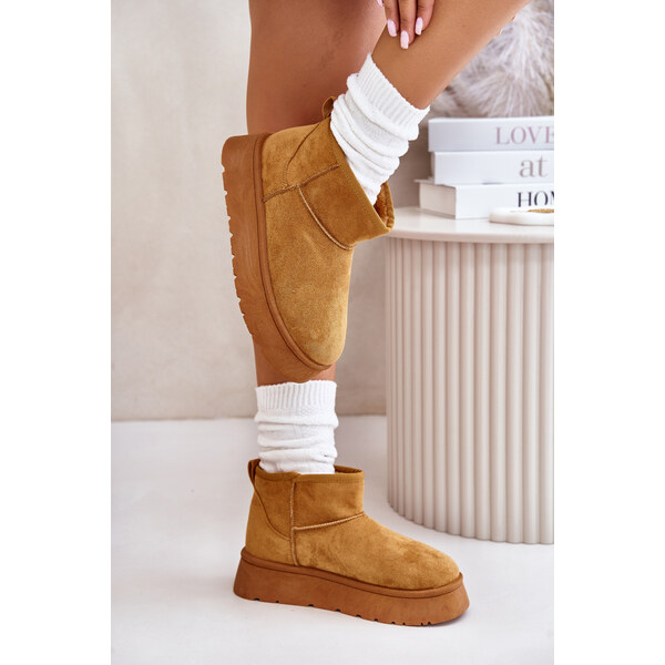 EVENTO Low womens snow boots on a platform insulated with Camel 58481435