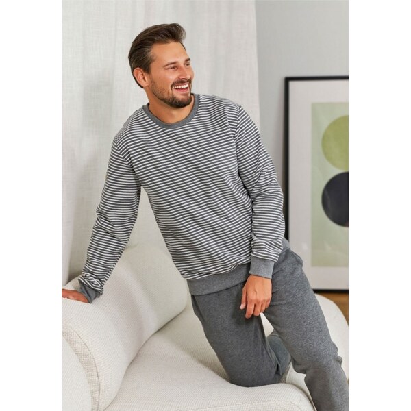 Sivé pánske pruhované pyžamo Doctor Nap 58151833