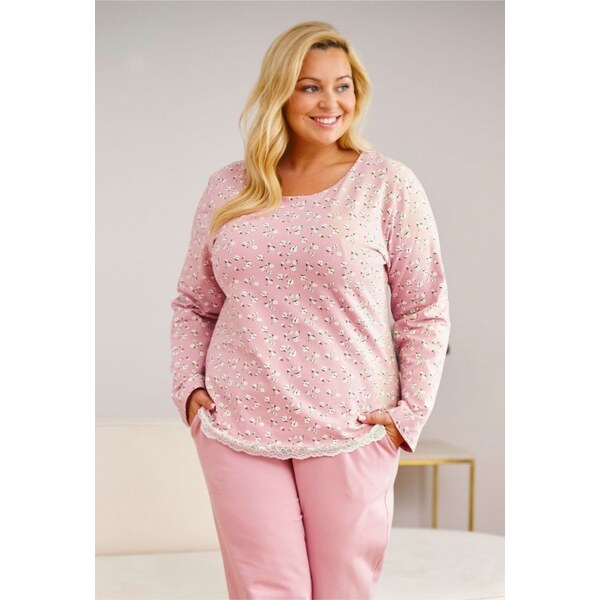 DOCTOR NAP Svetloružové dámske pyžamo s kvetinovou potlačou 58151835
