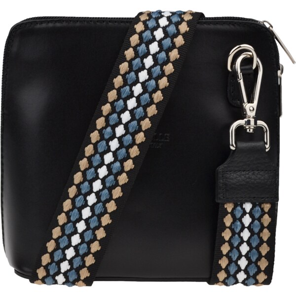 Čierna kožená talianska crossbody kabelka Grana Nera s prídavným 58161644