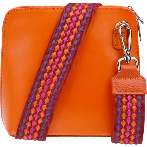 Oranžová kožená talianska crossbody kabelka Grana Arancione s 58161647