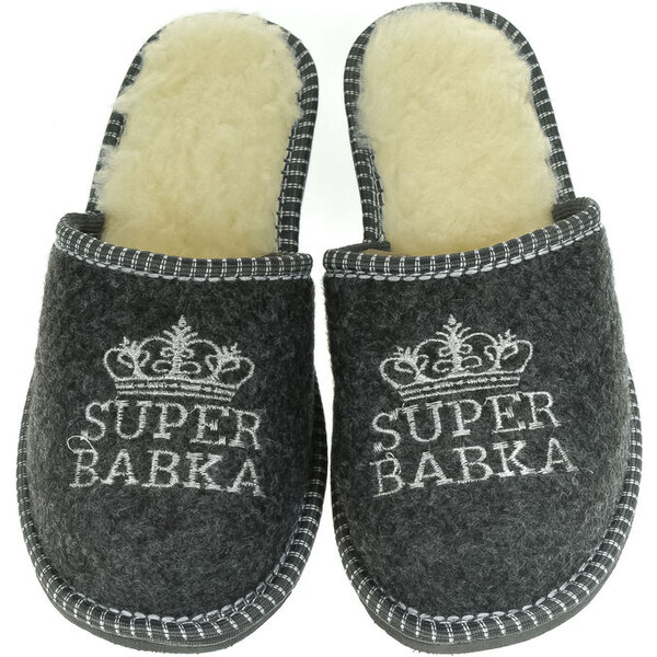 BINS Dámske čierne filcové papuče SUPER BABKA 58184476