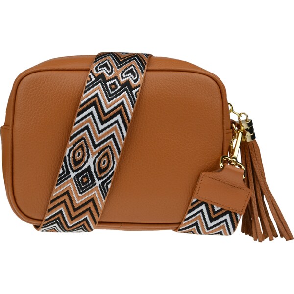 Camel kožená talianska crossbody kabelka Bala Camel s prídavným pruhom 58212119