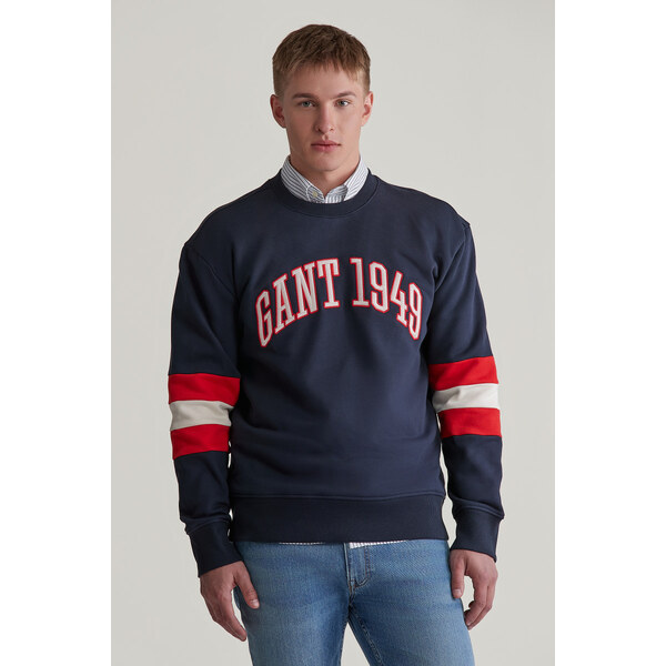 MIKINA GANT COLORBLOCK SLEEVE CNECK EVENING BLUE 58225148