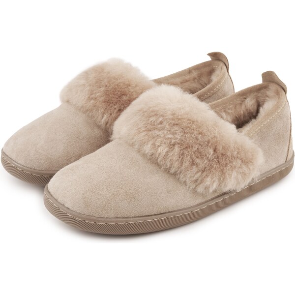 Vlnka Dámske kožené papuče s ovčou vlnou Diana béžová veľkosti obuvi - 58226350