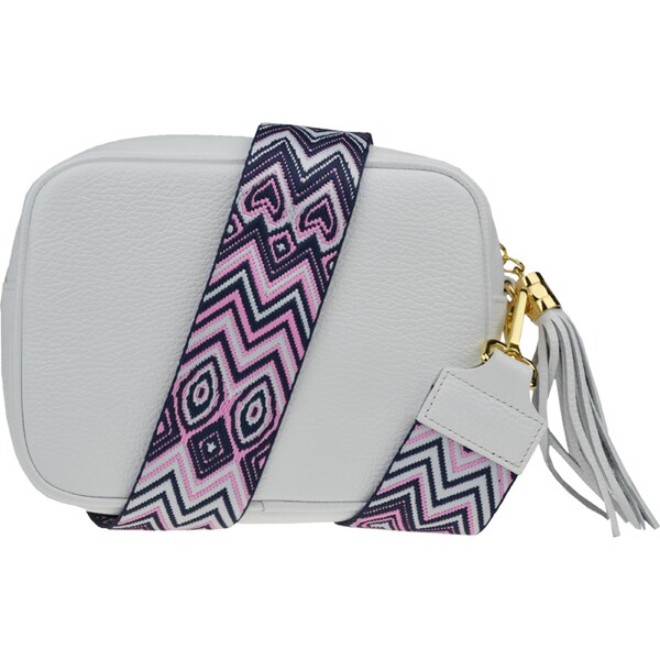 Biela kožená talianska crossbody kabelka Bala Bianca s prídavným 58235639