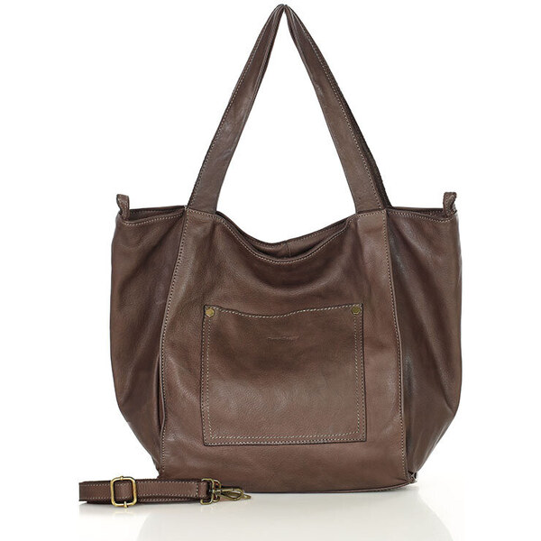 MARCO MAZZINI Kožená shopper taška | hnedá v241c 58240816