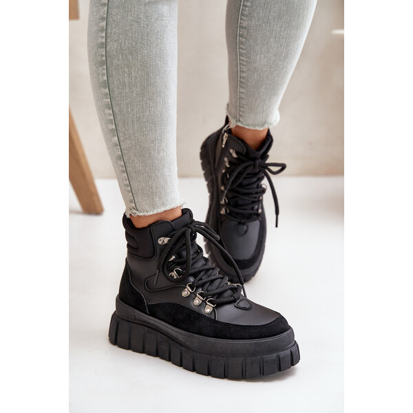 EVENTO PE1 Dámske Zateplené Čižmy Na Platforme Čierne Jelenia 60876820