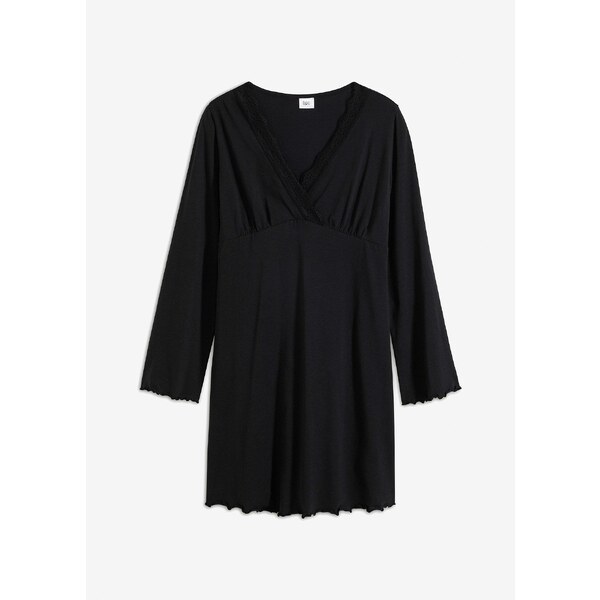 bonprix Nočná košeľa s jemnou čipkou, farba čierna 58256130