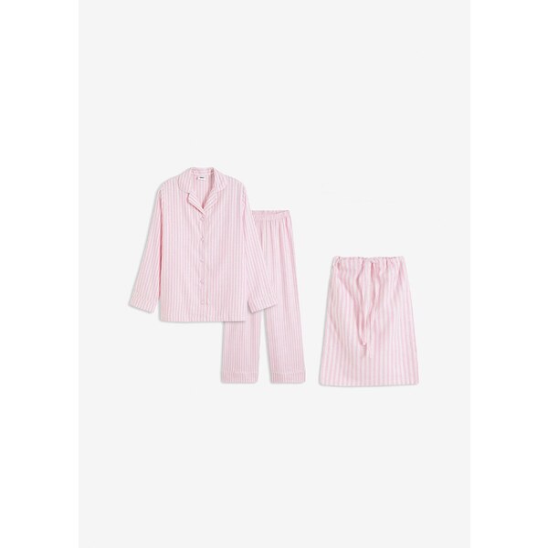 bonprix Tkané flanelové pyžamo s darčekovým vrecúškom, farba ružová 58256135
