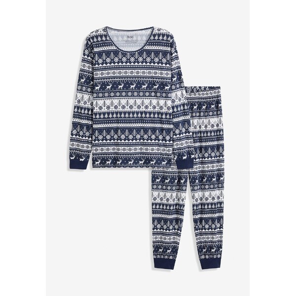 bonprix Pyžamo z bio bavlny, dlhý rukáv, farba modrá 58271647