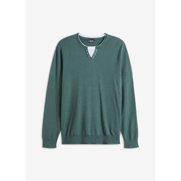 bonprix 2 v 1 pulóver, jemne pletený, z mäkkého mixu bavlny, farba 58272237